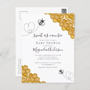 Sweet as Can Bee Baby Shower Invitation Postcard