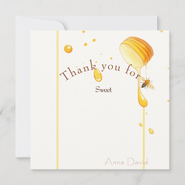 Sweet as can bee baby shower  thank you card (Front)