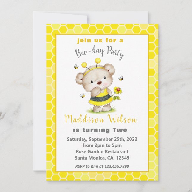Sweet as Can Bee Birthday Invitation (Front)