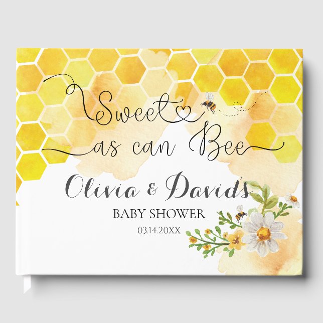 Sweet as Can Bee Bright and Cheery Baby Shower Guest Book (Front)