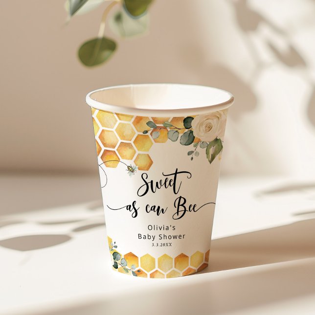 Sweet as can bee bumble bee baby shower paper cups (Creator Uploaded)