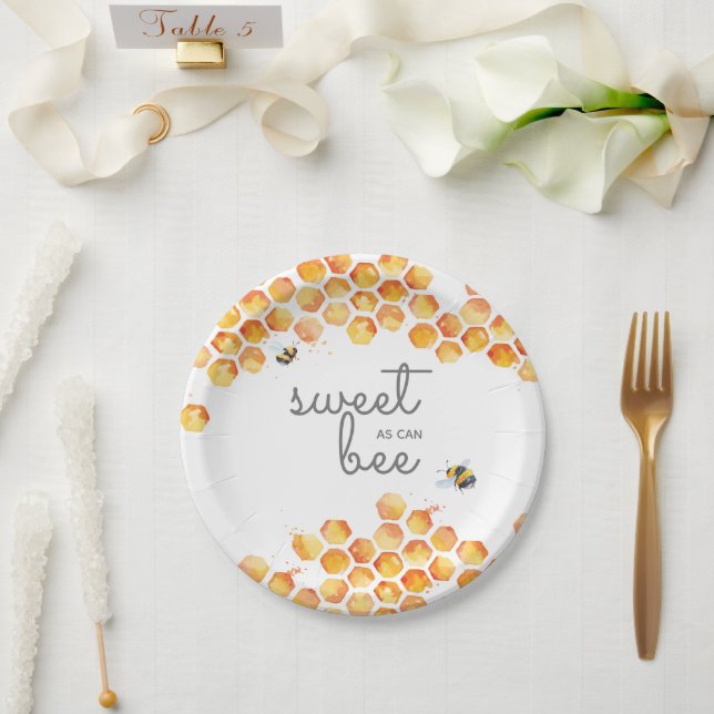 Sweet As Can Bee Bumblebee Paper Plates (Wedding)