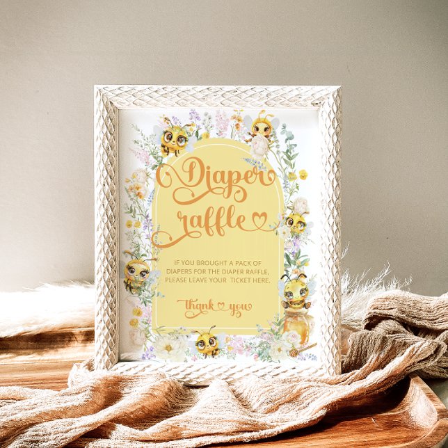 Sweet as can Bee Cute Baby Shower Diaper Raffle Poster (Creator Uploaded)