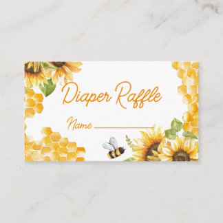 Sweet As Can Bee Diaper Raffle Name Card