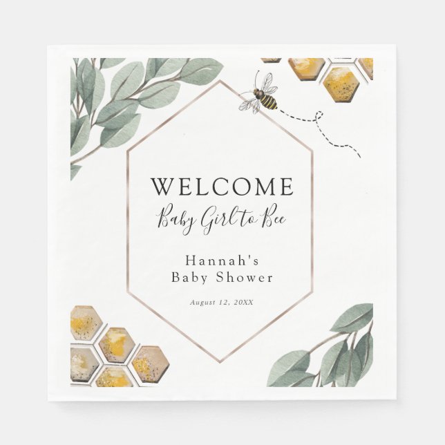 Sweet as can Bee Eucalyptus Baby Shower Napkin (Front)