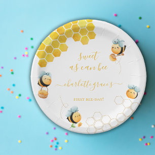 Sweet As Can Bee First Baby's Birthday Paper Plate