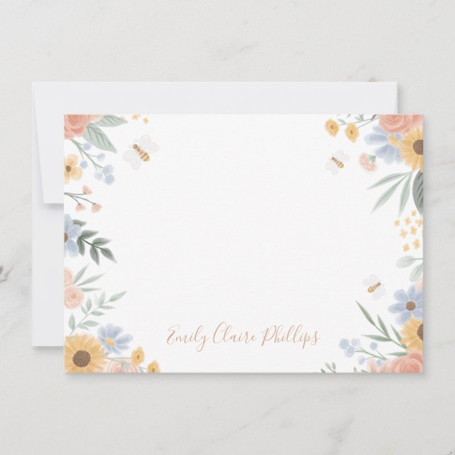 Sweet as Can Bee Flat Note Card (Front)