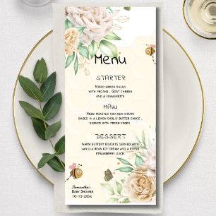 Sweet as can Bee Floral HoneyComb floral minimal Menu