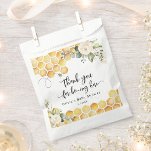 Sweet as can bee floral honeycombs bee baby shower favour bag