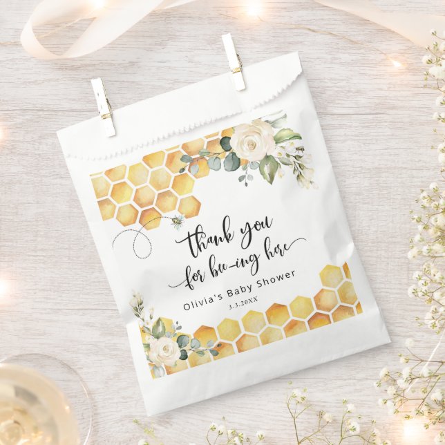 Sweet as can bee floral honeycombs bee baby shower favour bag (Clipped)