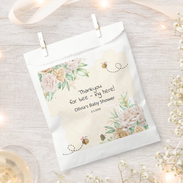 Sweet as can bee floral honeycombs bee baby shower favour bag (Clipped)