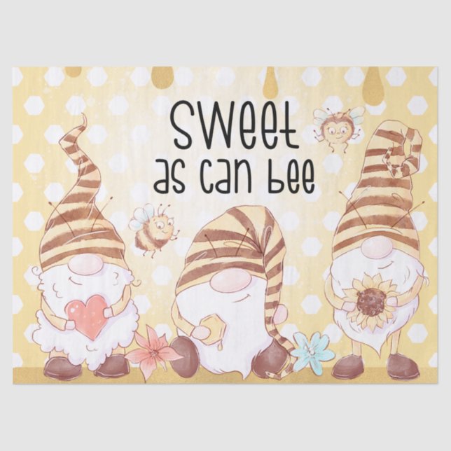 Sweet As Can Bee Gnome Tissue Paper (Front)
