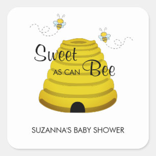Sweet as can Bee Honey Bee Hive Baby Shower Square Square Sticker