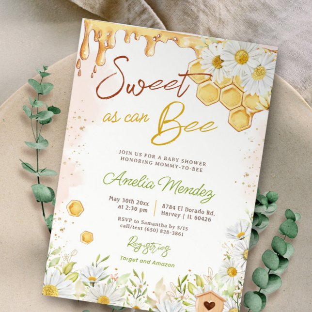 Sweet As Can Bee Honeycomb Baby Shower Sprinkle Invitation (Creator Uploaded)