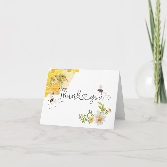 Sweet as can Bee Honeycomb Beehive Thank You Card (Front)