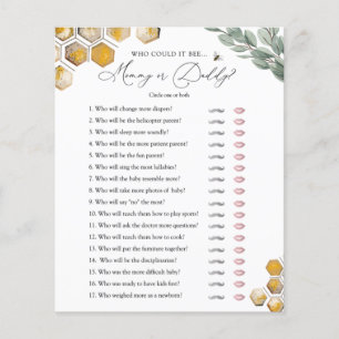 Sweet as Can Bee Mommy or Daddy Baby Shower Game