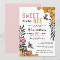 Sweet as can Bee Pink Floral Honey Baby Shower