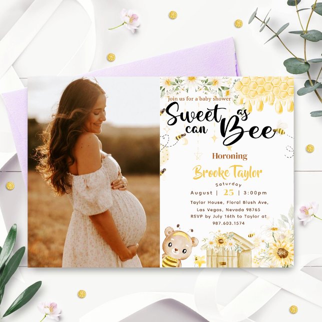Sweet As Can Bee Sunflowers Photo Invitation (Creator Uploaded)