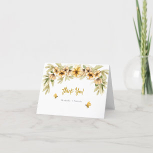 Sweet As Can Bee White Baby Shower Thank You Card