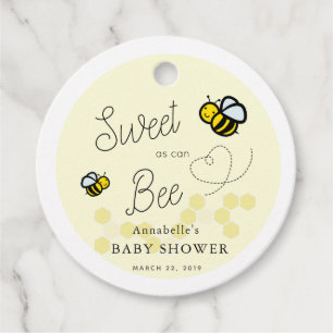 Sweet as can Bee Yellow Baby Shower Thank You Favour Tags