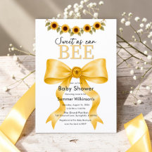 Sweet as Can Bee Yellow Ribbon Baby Shower QR RSVP