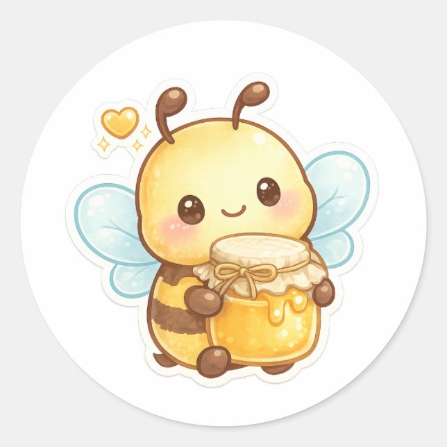 Sweet as Honey | Cute Cartoon Bee Classic Round Sticker (Front)