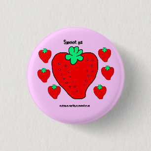 Sweet As Strawberriez pastel pixel art mini button