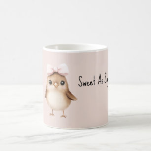 Sweet As Sugar Bird Pink Bow Coffee Mug