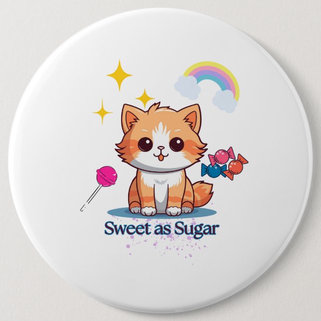 Sweet as Sugar Cat- Button (Front)