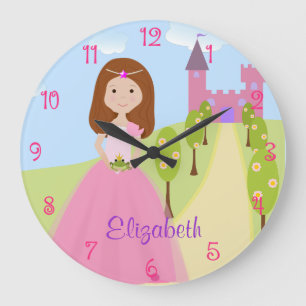 Sweet Auburn Hair Princess Personalized Large Clock