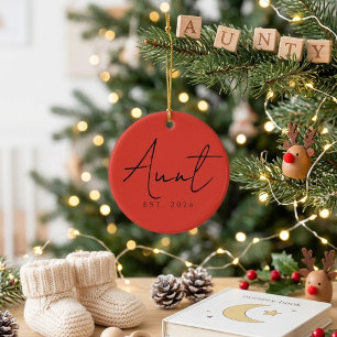 Sweet Aunt EST Year Holiday Keepsake Script Design Ceramic Ornament
