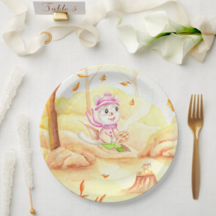 Sweet autumn walk in the forest paper plate