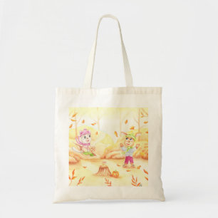 Sweet autumn walk in the forest tote bag