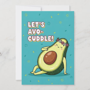 Sweet Avocado Saying Let’s Avo Cuddle Kawaii Food  Thank You Card