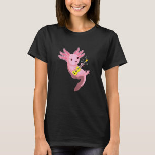Sweet Axolotl Salamander Playing Guitar T-Shirt