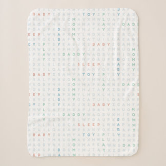 Sweet Baby Alphabet ABCs Pastel Colours Blue Sherpa Blanket