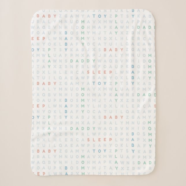 Sweet Baby Alphabet ABCs Pastel Colours Blue Sherpa Blanket (Front)