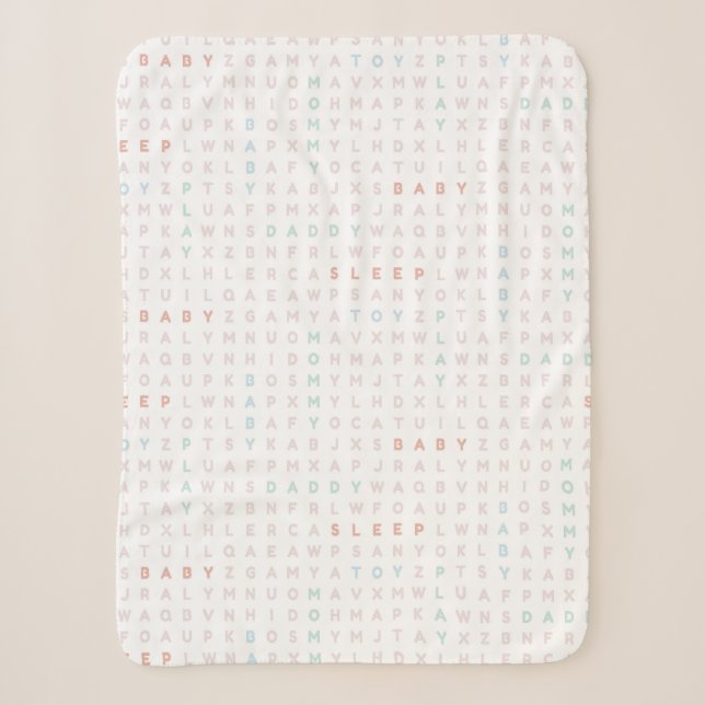 Sweet Baby Alphabet ABCs Pastel Colours Pink Sherpa Blanket (Front)