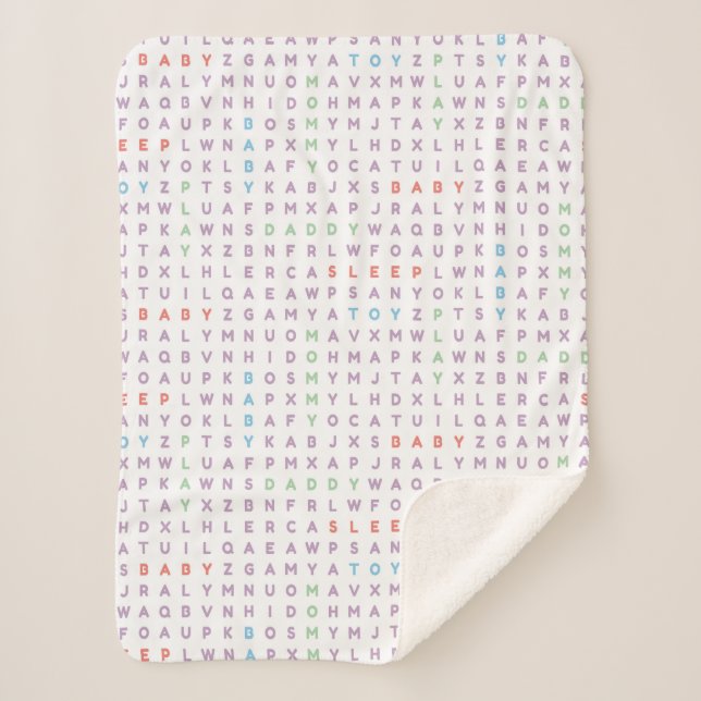 Sweet Baby Alphabet ABCs Rich Warm Colours Sherpa Blanket (Front)