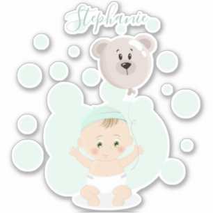Sweet Baby and Bear Balloon Sticker