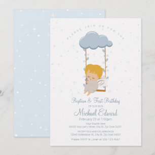 Sweet Baby Angel, First Birthday and Baptism Invitation