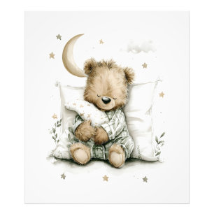Sweet baby bear fast asleep on fluffy clouds photo print