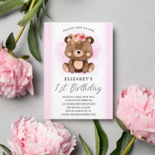 Sweet Baby Bear Woodland Birthday Party Invitation
