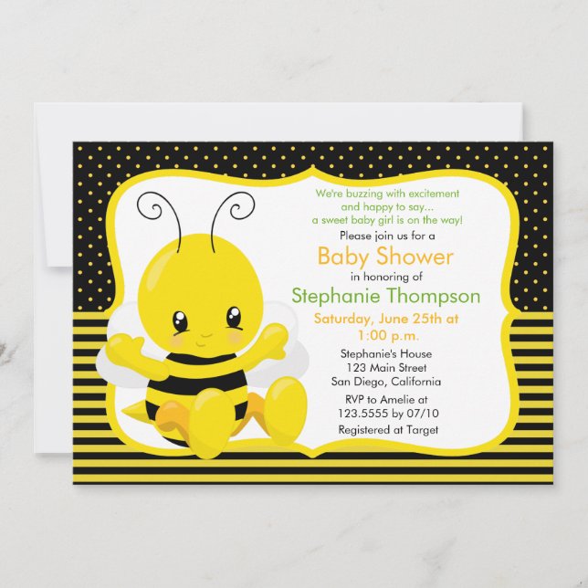Sweet Baby Bee Baby Shower Invitation (Front)