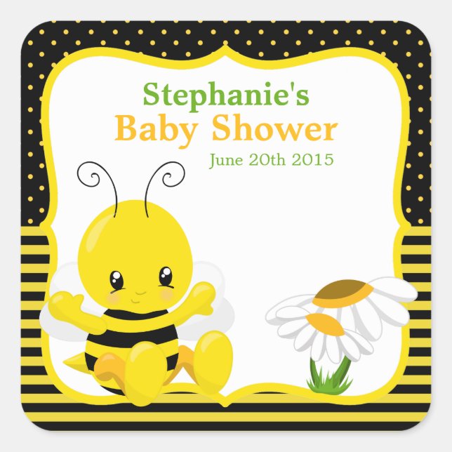 Sweet Baby Bee Baby Shower Sticker (Front)