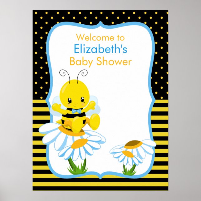 Sweet Baby Bee Boy Baby Shower Poster (Front)