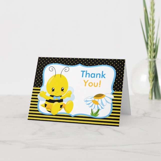 Sweet Baby Bee Boy Thank You Card (Front)