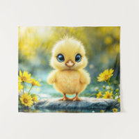 Sweet baby bird spring meadow yellow flowers