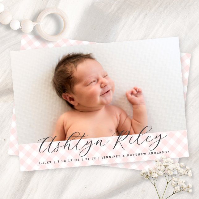 Sweet Baby Blue En vichy Motif Faire-part de naiss (Créateur téléchargé)