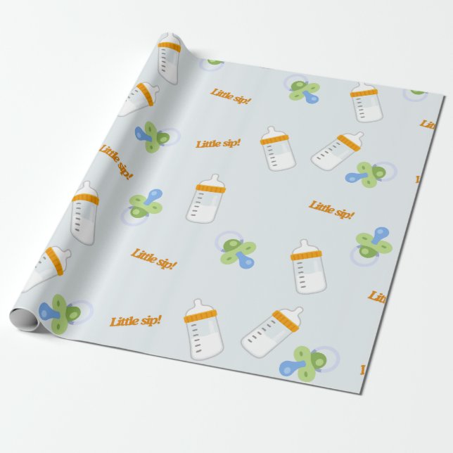 Sweet Baby Bottle Baby Shower & Newborn Gift Wrapping Paper (Unrolled)